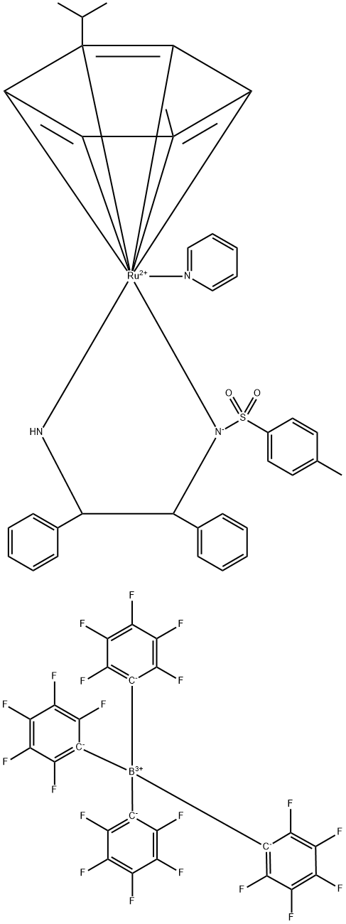 {[(1R,2R)-2-氨基-1,2-二苯基乙基](4-甲苯磺酰基)酰氨基}(对-伞花烃)(吡啶)钌(II)四(五氟苯基)硼酸盐, 1192483-19-4, 结构式