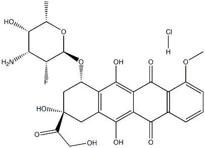 7(O)-(3-amino-2,3,6-trideoxy-2-fluorotalopyranosyl)adriamycinone Struktur