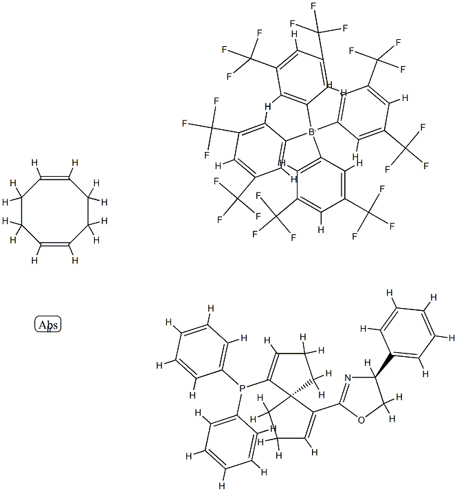 (1,2,5,6-η)-1,5-环辛二烯][(4S)-2-[(5R)-6-(二苯基膦-κP)螺[4.4]壬-1,Chemicalbook6-二烯-1-基]-4,5-二氢-4-苯基恶唑-κN3]-(+)-铱(I)四[3,5-二(三氟甲基)苯基]硼酸酯, 1195511-59-1, 结构式