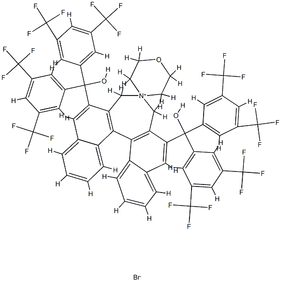 (11bS)-2,6-ビス[ビス[3,5-ビス(トリフルオロメチル)フェニル]ヒドロキシメチル]-3,5-ジヒドロスピロ[4H-ジナフト[2,1-c:1',2'-e]アゼピン-4,4'-モルホリニウム]ブロミド 化学構造式