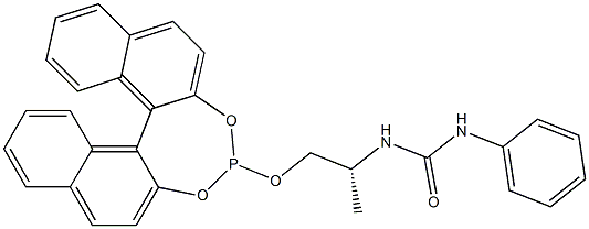1-{(2R)-1-[(11bR)-Dinaphtho[2,1-d:1',2'-f][1,3,2]dioxaphosphepin-4-yloxy]propan-2-yl}-3-phenylurea Struktur