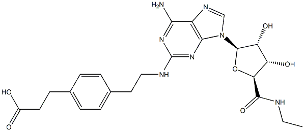 2-[[4-(3-オキソ-3-ヒドロキシプロピル)フェネチル]アミノ]-5'-デオキシ-5'-オキソ-5'-(エチルアミノ)アデノシン 化学構造式