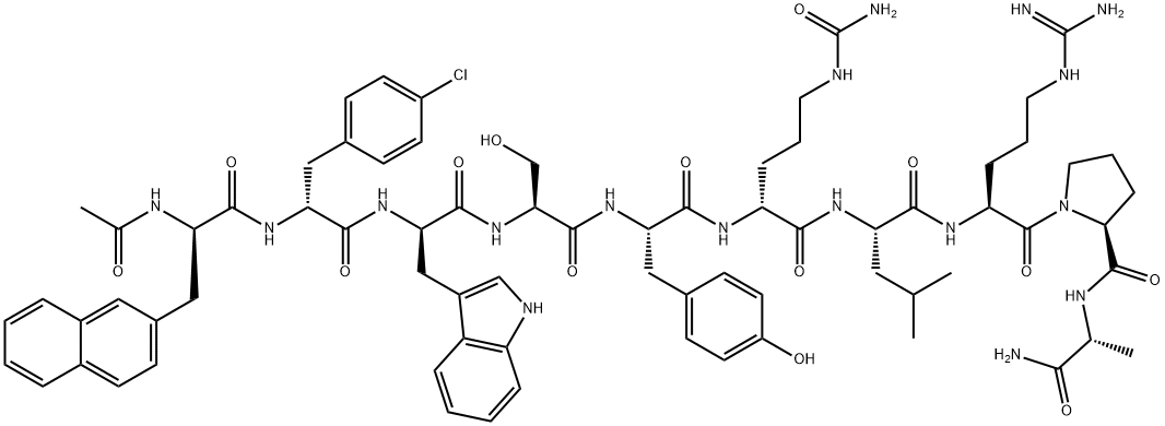 LHRH, N-Ac-Nal(1)-4-Cl-Phe(2)-Trp(3)-Cit(6)-AlaNH2(10)- Structure