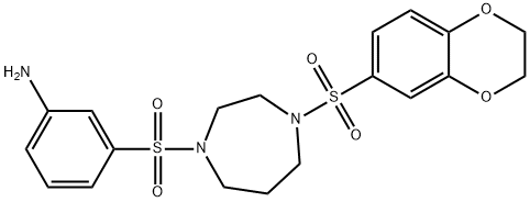 3-{[4-(2,3-ジヒドロ-1,4-ベンゾジオキシン-6-スルホニル)-1,4-ジアゼパン-1-イル]スルホニル}アニリン 化学構造式