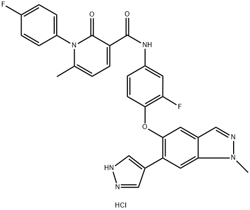 N-[3-氟-4-[[1-甲基-6-(1H-吡唑-4-基)-1H-吲唑-5-基]氧基]苯基]-1-(4-氟苯基)-1,2-二氢-6-甲基-2-氧代-3-吡啶甲酰胺二盐酸盐
