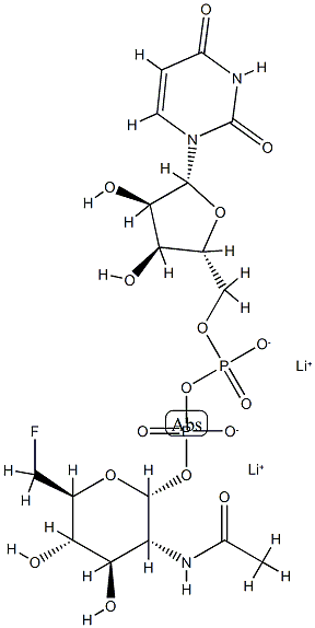 uridine 5'-( 2-acetamido-2,6-dideoxy-6-fluoroglucopyranosyl)diphosphate Structure
