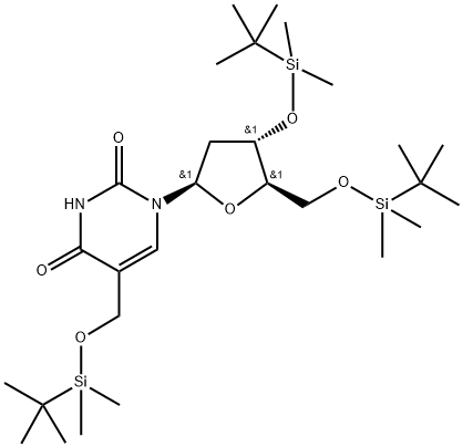 3',5'-Bis-O-[(1,1-diMethylethyl)diMethylsilyl]-α-[[(1,1-diMethylethyl)diMethylsilyl]oxy]thyMidine Structure