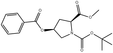 (2S,4R)-BOC-4-苯甲酰氧基脯氨酸甲酯 结构式
