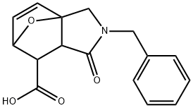 3-BENZYL-4-OXO-10-OXA-3-AZATRICYCLO[5.2.1.0〜1,5〜]DEC-8-ENE-6-CARBOXYLIC ACID 化学構造式