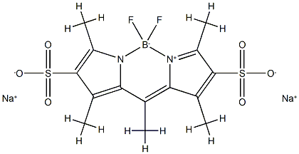 [[(3,5-ジメチル-4-スルホ-1H-ピロール-2-イル)(3,5-ジメチル-4-スルホ-2H-ピロール-2-イリデン)メチル]メタン](ジフルオロボラン)ニナトリウム 化学構造式