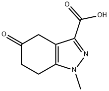 1-メチル-5-オキソ-4,5,6,7-テトラヒドロ-1H-インダゾール-3-カルボン酸 化学構造式