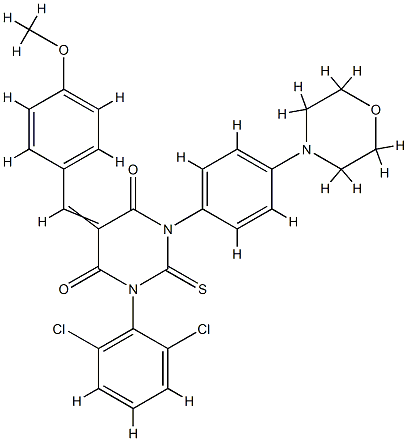 (5Z)-1-(2,6-dichlorophenyl)-5-[(4-methoxyphenyl)methylidene]-3-(4-morp holin-4-ylphenyl)-2-sulfanylidene-1,3-diazinane-4,6-dione Structure