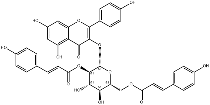 山奈酚-3-O-(2',6'-二-O-反式-对-香豆酰基)-BETA-D-吡喃葡萄糖苷 结构式