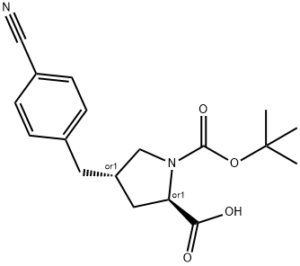 (2S,4R)-1-(叔丁氧基羰基)-4-(4-氰基苄基)吡咯烷-2-羧酸,1217684-11-1,结构式