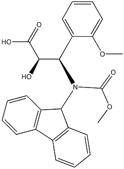 (2R,3R)-3-((((9H-芴-9-基)甲氧基)羰基)氨基)-2-羟基-3-(2-甲氧基苯基)丙酸 结构式