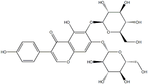 5,6,7,40-tetrahydroxyisoflavone-6,7-di-O-β-D-glucopyranoside Structure