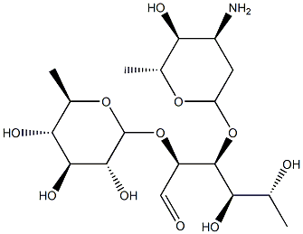 3-O-(3-Amino-2,3,6-trideoxy-β-D-arabino-hexopyranosyl)-2-O-(6-deoxy-β-D-glucopyranosyl)-6-deoxy-D-glucose Structure