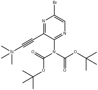 Imidodicarbonic acid, 2-[5-bromo-3-[2-(trimethylsilyl)ethynyl]-2-pyrazinyl]-, 1,3-bis(1,1-dimethylethyl) ester, 1225062-32-7, 结构式