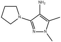 1,5-ジメチル-3-(1-ピロリジニル)-1H-ピラゾール-4-アミン二塩酸塩 化学構造式