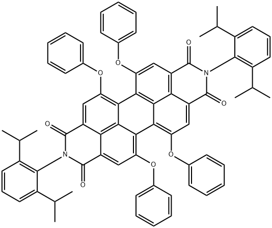 N,N'-ビス(2,6-ジイソプロピルフェニル)-1,6,7,12-テトラフェノキシ-3,4,9,10-ペリレンテトラカルボン酸ジイミド 化学構造式