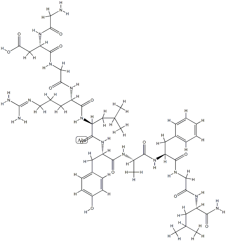 H-Gly-Asp-Gly-Arg-Leu-Tyr-Ala-Phe-Gly-Leu-NH2, 123374-34-5, 结构式