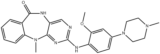 5,11-二氢-2-((2-甲氧基-4-(4-甲基-1-哌嗪基)苯基)氨基)-11-甲基-6H-嘧啶并[4,5-B][1,4]苯并二氮杂卓-6-酮, 1234480-46-6, 结构式
