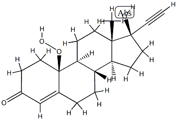 (17R)-10β-ヒドロペルオキシ-17-ヒドロキシ-19-ノルプレグナ-4-エン-20-イン-3-オン 化学構造式