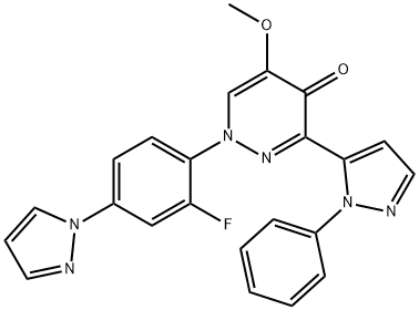 1-(2-氟-4-(1H-吡唑-1-基)苯基)-5-甲氧基-3-(1-苯基-1H-吡唑-5-基)哒嗪-4(1H)-酮,1238697-26-1,结构式