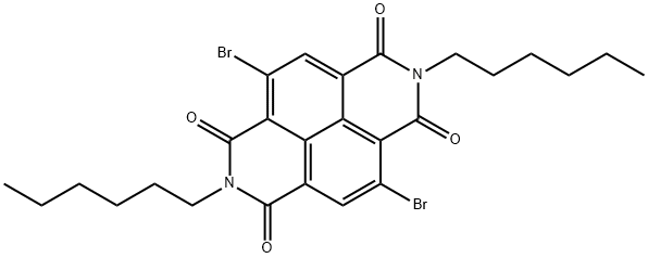 4,9-Dibromo-2,7-dihexylbenzo[lmn][3,8]phenanthroline-1,3,6,8(2H,7H)-tetrone Structure