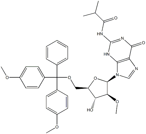 DMT-N2-异丁酰-2'-甲氧基鸟苷,1239669-73-8,结构式