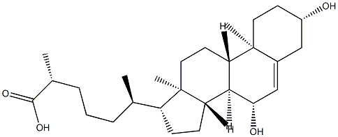 (25R)-CHOLEST-5-EN-26-OIC ACID, 3,7-HYDROXY;3;7-DIHYDROXY-5-CHOLESTENOIC ACID, 1246298-66-7, 结构式