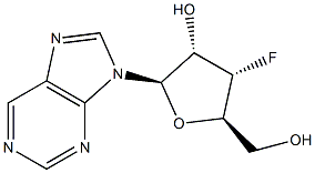 9-(3-Deoxy-3-fluoro-beta-D-ribofuranosyl)purine 化学構造式