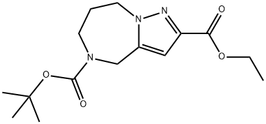 5-叔-丁基 2-乙基 7,8-二氢-4H-吡唑并[1,5-A][1,4]二氮杂卓-2,5(6H)-二甲酸基酯, 1250997-22-8, 结构式