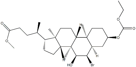 (3α,5β,6α,7α)-6-BroMo-3-[(ethoxycarbonyl)oxy]-7-hydroxycholan-24-oic Acid Methyl Ester Structure
