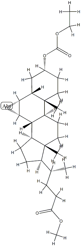 (3α,5β,6α,7α)-6,7-Epoxy-3-[(ethoxycarbonyl)oxy]cholan-24-oic Acid Methyl Ester, 125112-76-7, 结构式