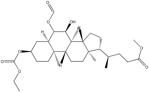 (3α,5β,6β,7α)-3-[(Ethoxycarbonyl)oxy]-6-(forMyloxy)-7-hydroxycholan-24-oic Acid Methyl Ester, 125112-77-8, 结构式