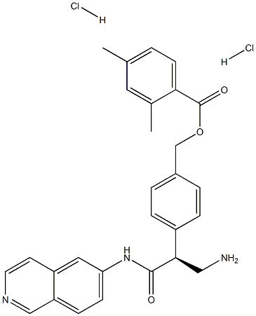 2,4-二甲基苯甲酸 [4-[(1S)-1-(氨基甲基)-2-(6-异喹啉基氨基)-2-氧代乙基]苯基]甲基酯二盐酸盐,1253952-02-1,结构式