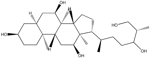 (25S)-5β-コレスタン-3α,7α,12α,24,26-ペンタオール 化学構造式