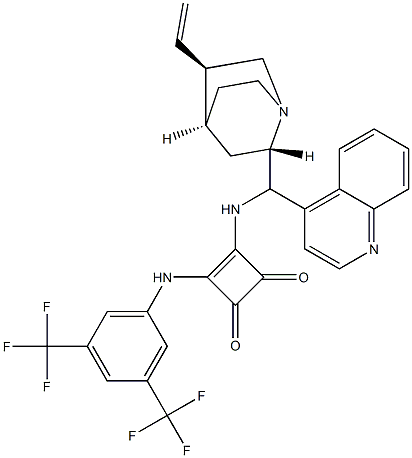 3-[[3,5-BIS(TRIFLUOROMETHYL)PHENYL]AMINO]-4-[(8Α,9S)-CINCHONAN-9-YLAMINO]-3-CYCLOBUTENE-1,2-DIONE, 1256245-86-9, 结构式