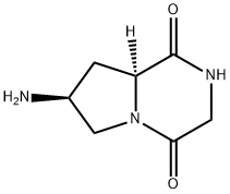 (7S,8AS)-7-アミノヘキサヒドロピロロ[1,2-A]ピラジン-1,4-ジオン 化学構造式