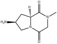 (7S,8AS)-7-アミノ-2-メチルヘキサヒドロピロロ[1,2-A]ピラジン-1,4-ジオン 化学構造式