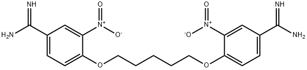 4-[5-(4-carbamimidoyl-2-nitro-phenoxy)pentoxy]-3-nitro-benzenecarboxim idamide Struktur