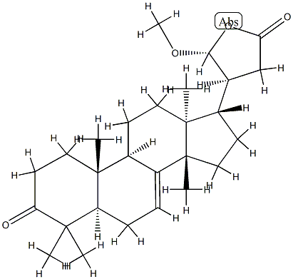 3-オキソ-21α-メトキシ-24,25,26,27-tetranortirucall-7-エン-23(21)-ラクトン 化学構造式