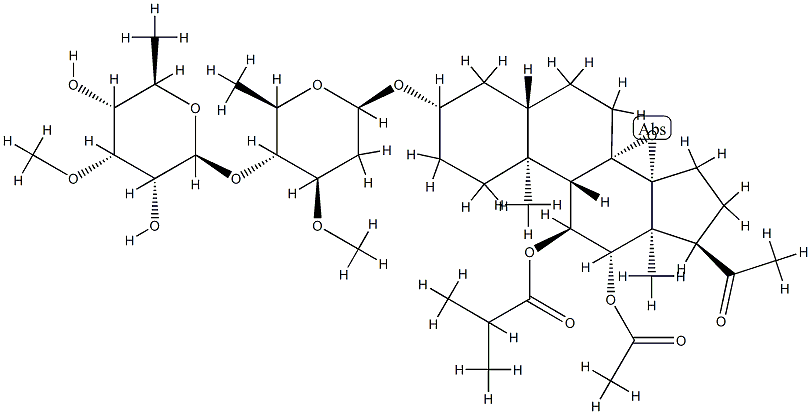 11-O-异丁酰基-12-O-乙酰基通关藤甘元B-3-O-茯苓二糖基 结构式