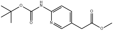 (6-tert-Butoxycarbonylamino-pyridin-3-yl)-acetic acid methyl ester 化学構造式