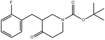 tert-butyl 3-(2-fluorobenzyl)-4-oxopiperidine-1-carboxylate Struktur