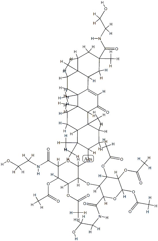 [3,4-diacetyloxy-5-[4,5-diacetyloxy-6-(2-hydroxyethylcarbamoyl)-2-[[11 -(2-hydroxyethylcarbamoyl)-4,4,6a,6b,8a,11,14b-heptamethyl-14-oxo-2,3, 4a,5,6,7,8,9,10,12,12a,14a-dodecahydro-1H-picen-3-yl]oxy]oxan-3-yl]oxy -6-(2-hydroxyethylcarbamoyl)oxan-2-yl] acetate 结构式