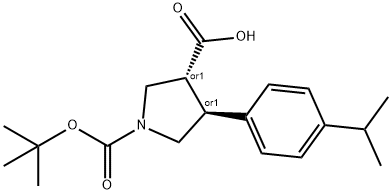 (3S,4R)-1-(tert-butoxycarbonyl)-4-(4-isopropylphenyl)pyrrolidine-3-carboxylic acid Structure