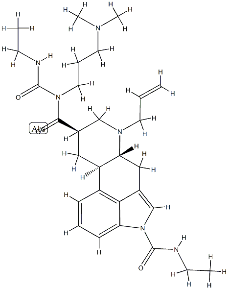 (6aR,9R,10aR)-9-N-[3-(dimethylamino)propyl]-4-N-ethyl-9-N-(ethylcarbamoyl)-7-prop-2-enyl-6,6a,8,9,10,10a-hexahydroindolo[4,3-fg]quinoline-4,9-dicarboxamide 化学構造式