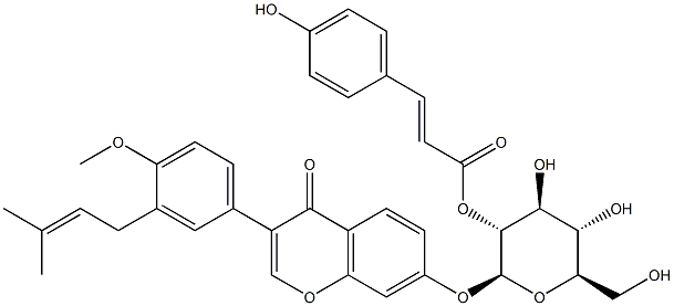 3'-prenyl-4'-methoxyisoflavone-7-O-beta-(2''-O-4-coumaroyl)glucopyranoside Structure